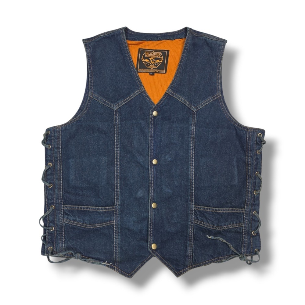 Milwaukee Performance Concealed Carry Inner Pockets Blue Denim Vest Men's XL